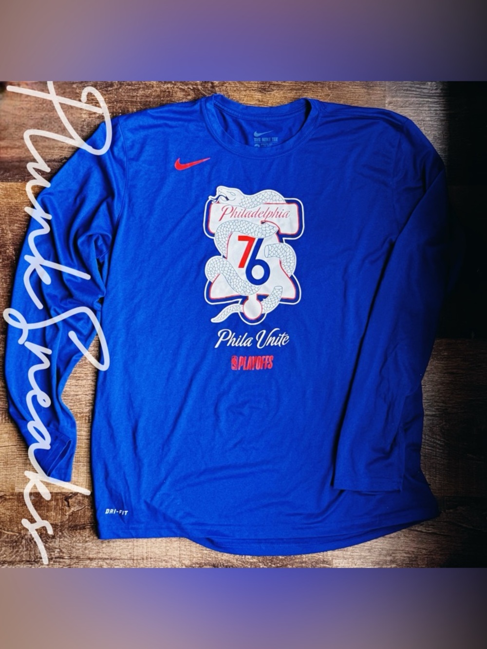 Nike Dri-Fit Philadelphia 76ers NBA Playoff Long Sleeve Tee • Royal Blue • 2018
